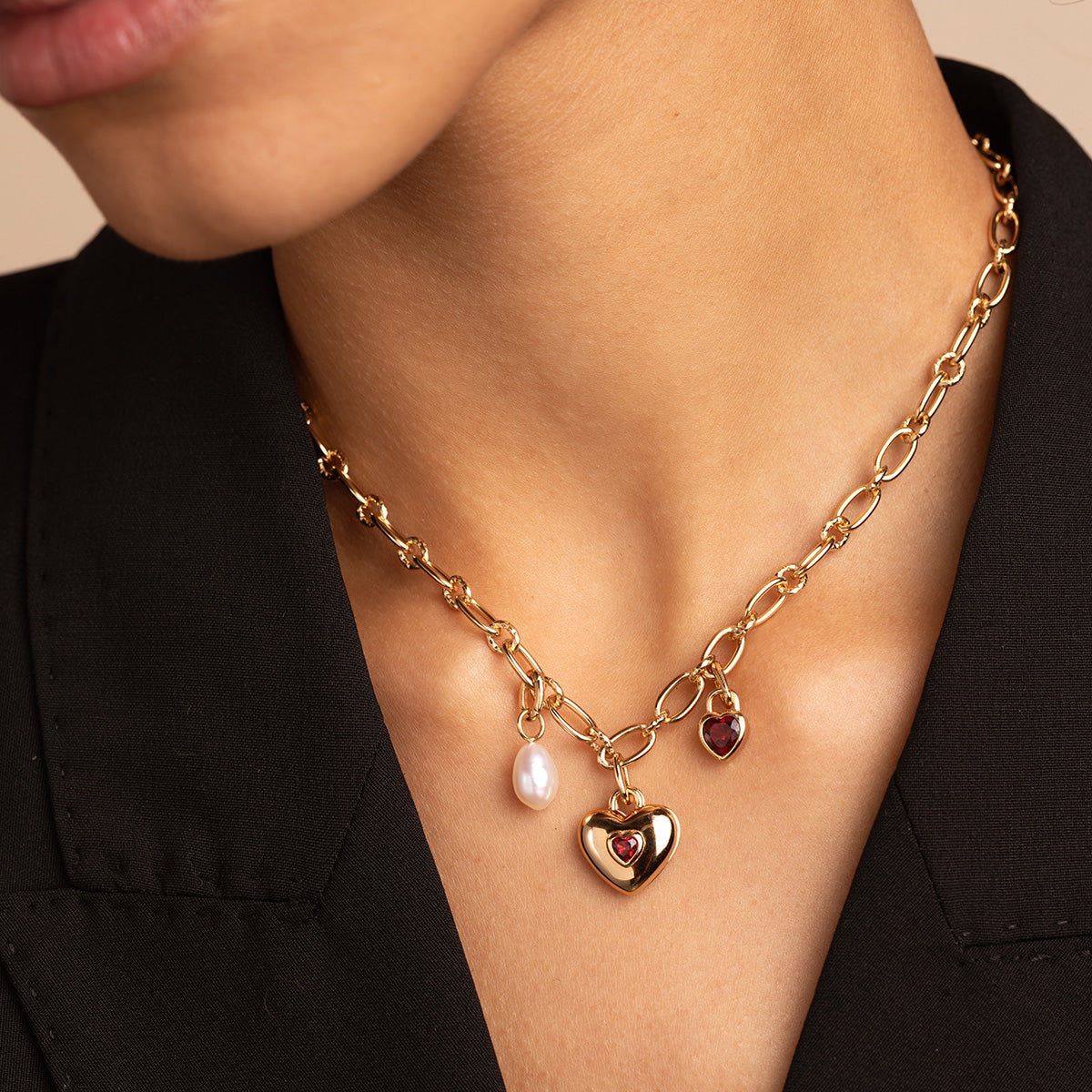 Duo Heart Clip Charm in Gold