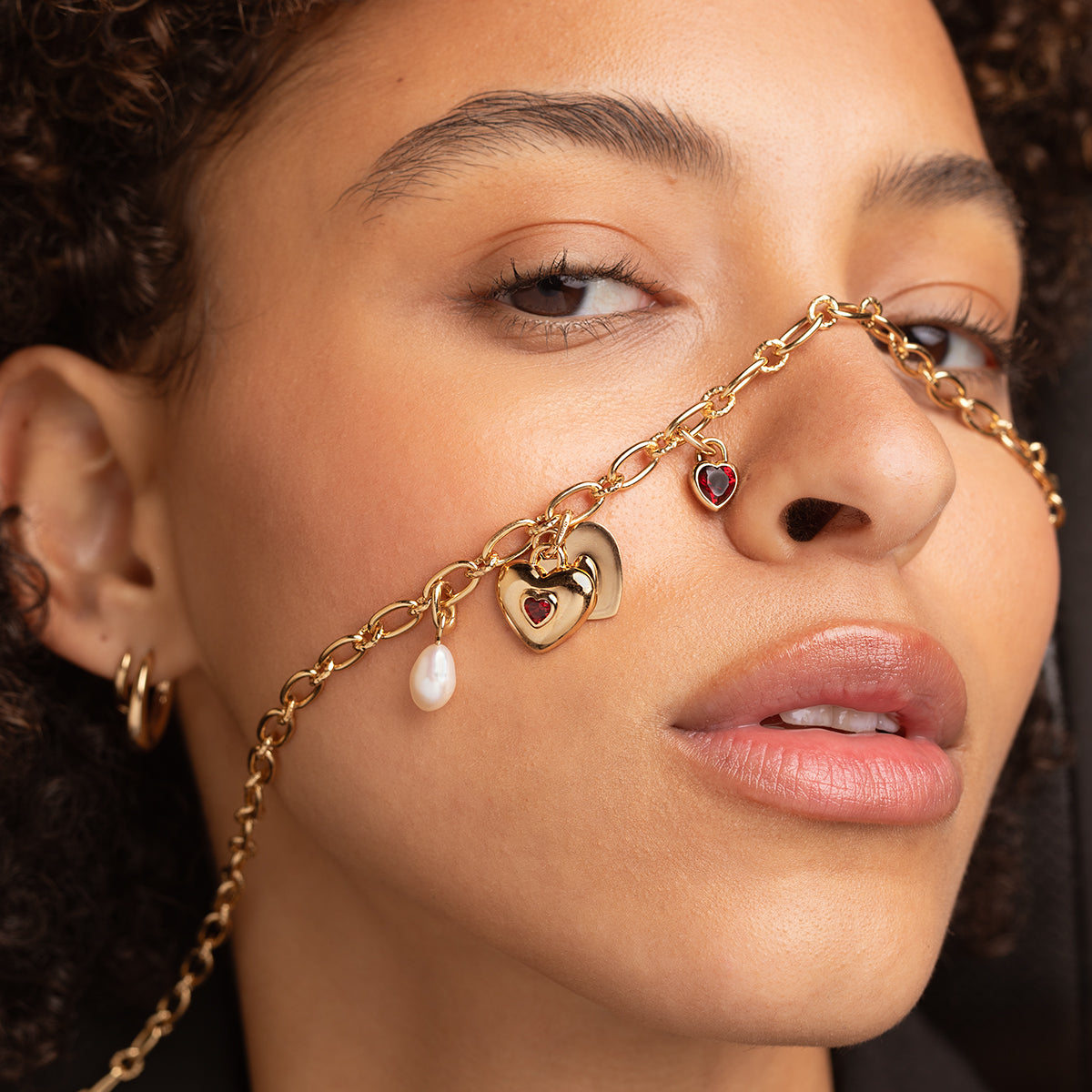 Duo Heart Clip Charm in Gold