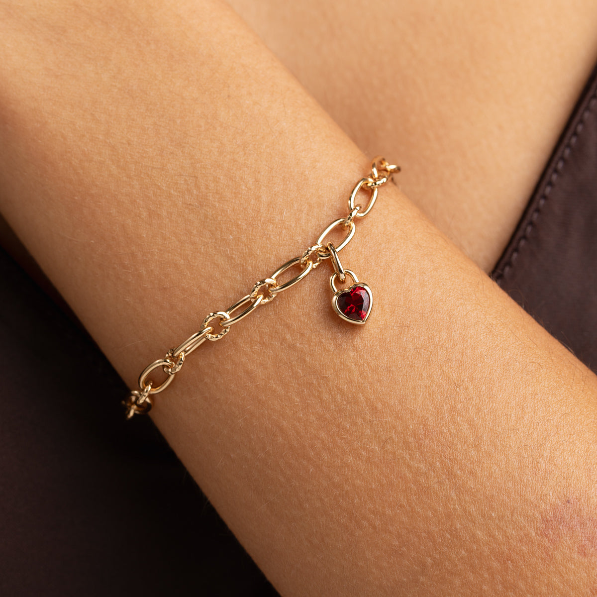 Red Heart Clip Charm in Gold