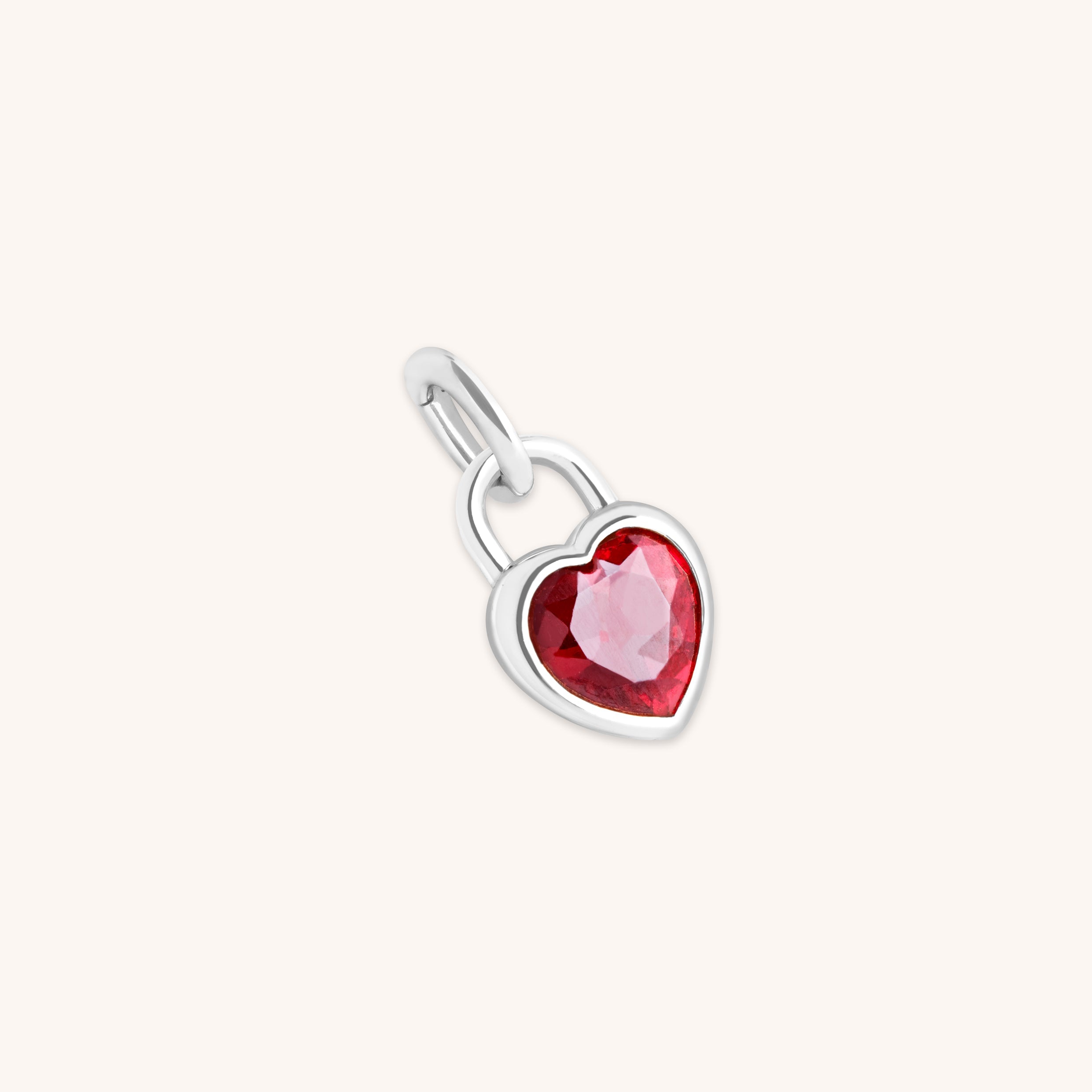 Red Heart Clip Charm in Silver