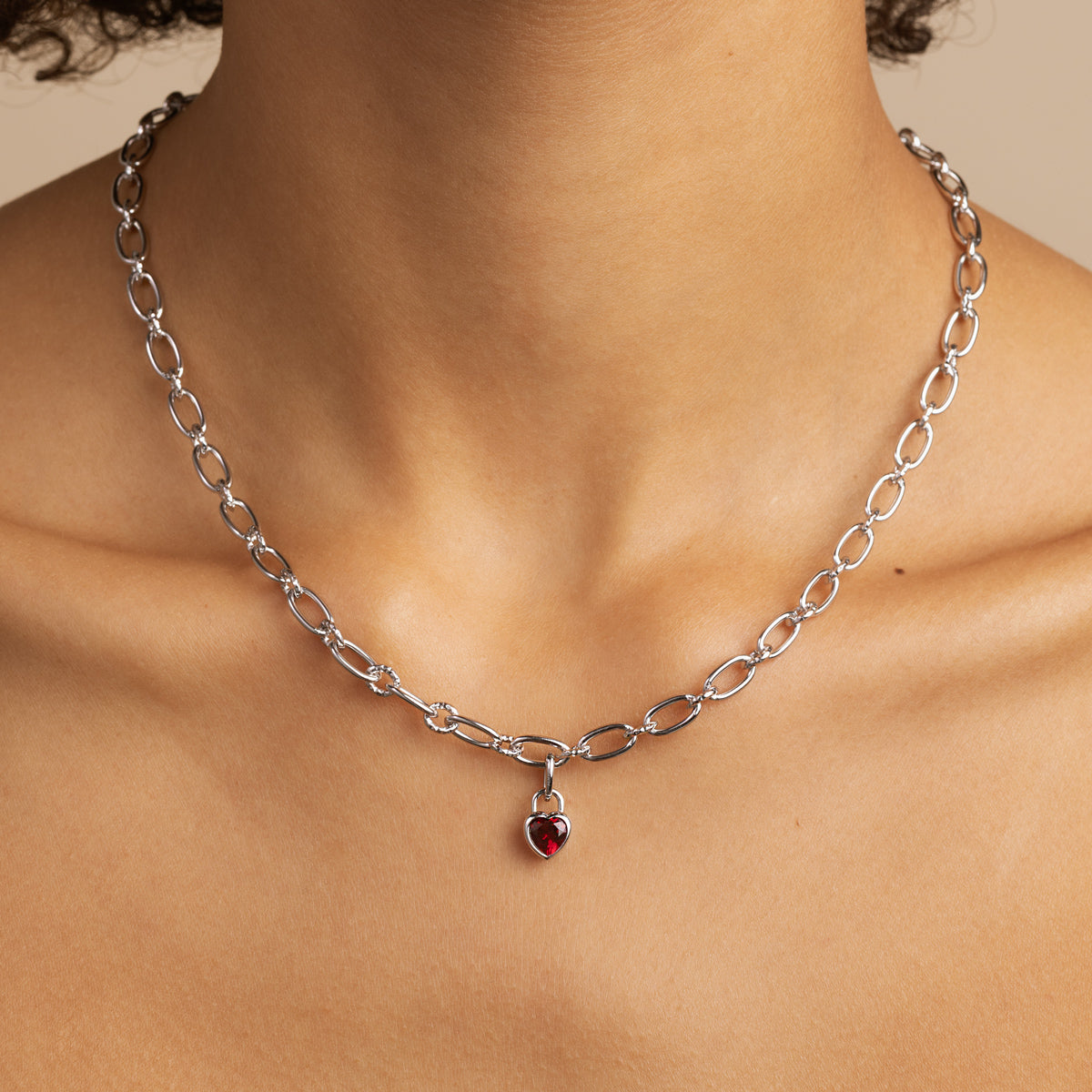 Red Heart Clip Charm in Silver