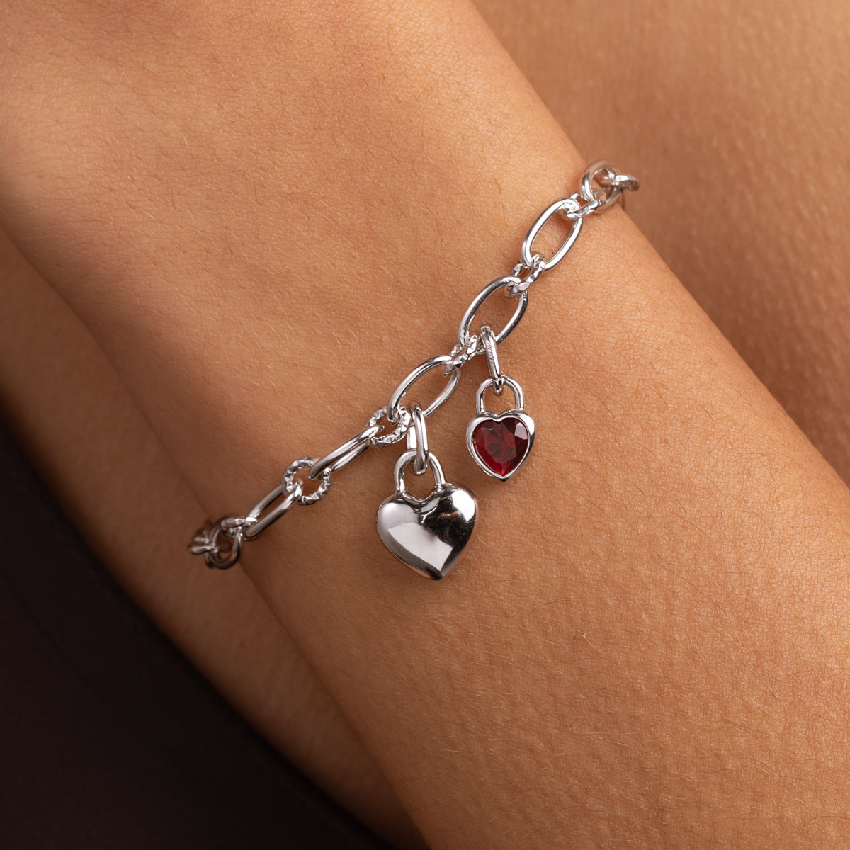 Red Heart Clip Charm in Silver