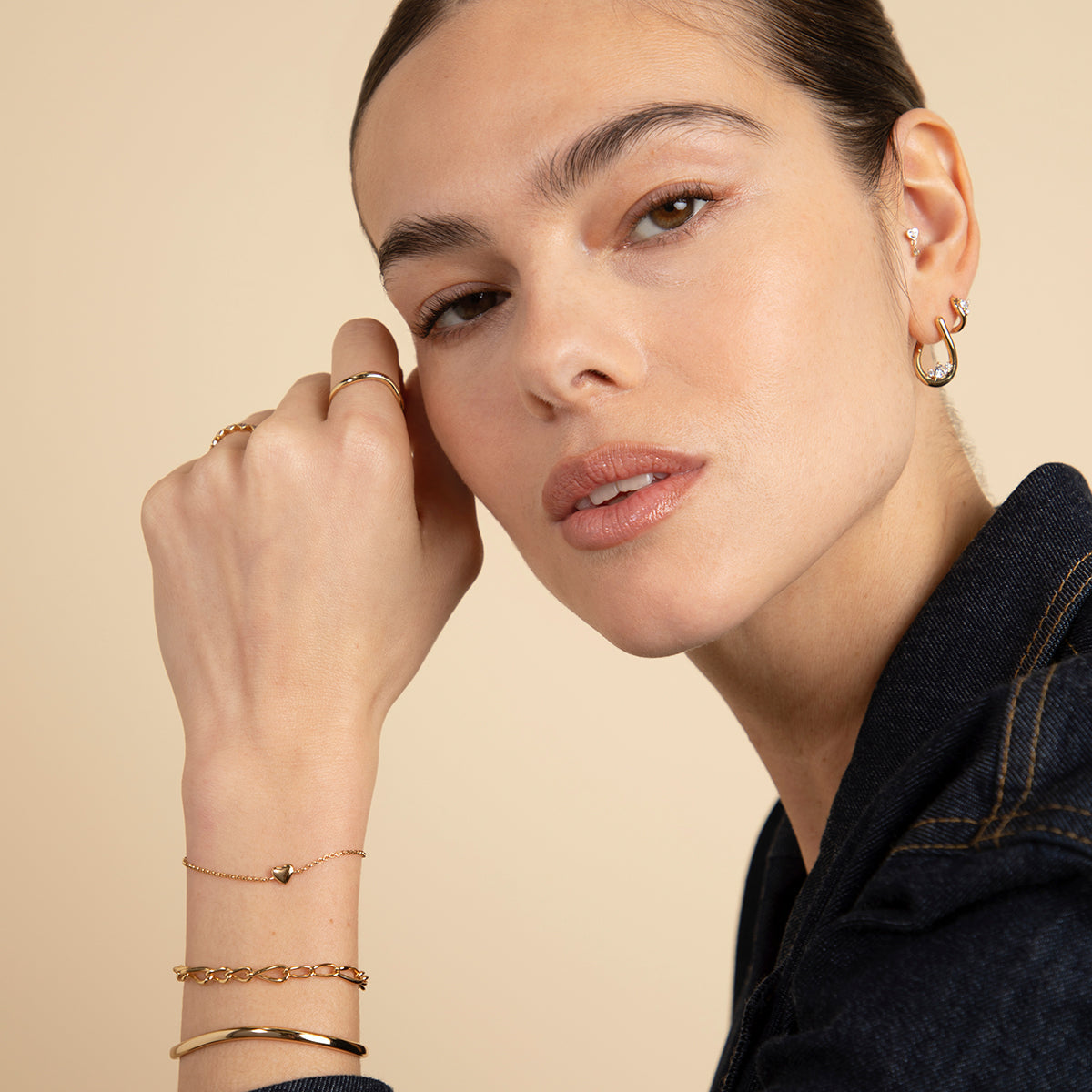 Hidden Heart Molten Huggies in Gold