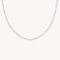 Heart Bezel Tennis Necklace in Silver