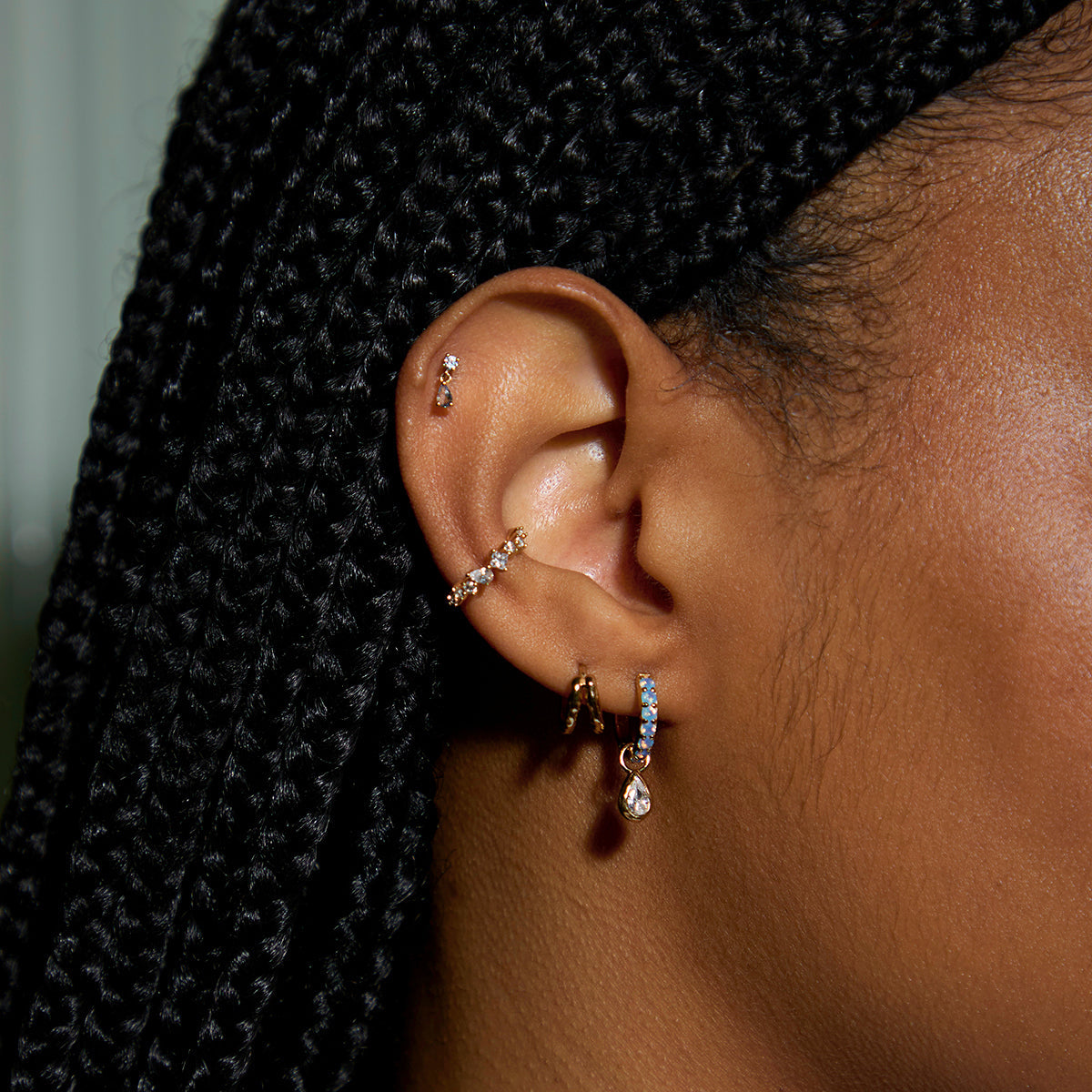 Lab Blue Spinel Charm Piercing Stud-Astrid & Miyu