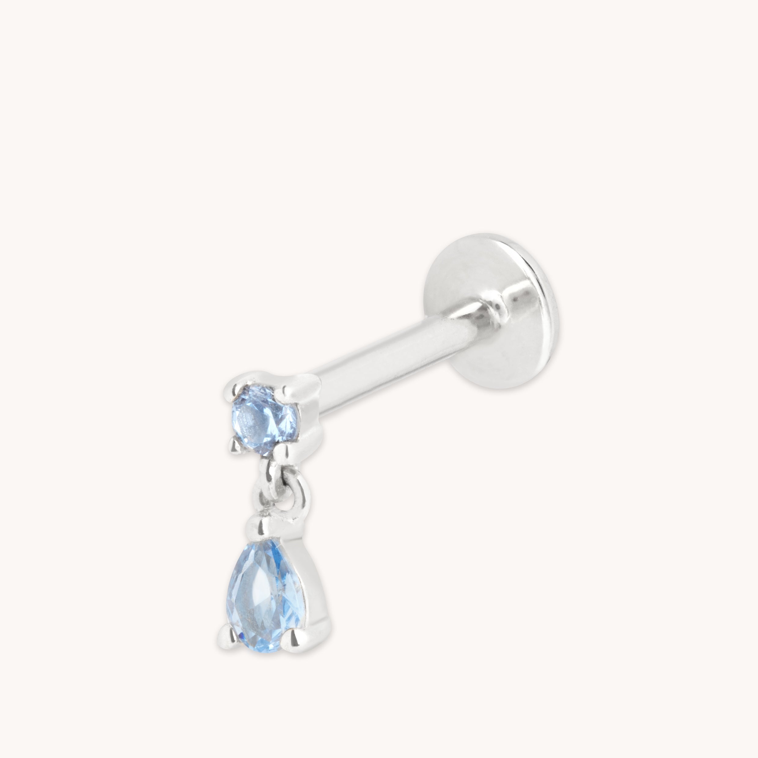 Lab Blue Spinel Charm Piercing Stud-Astrid & Miyu