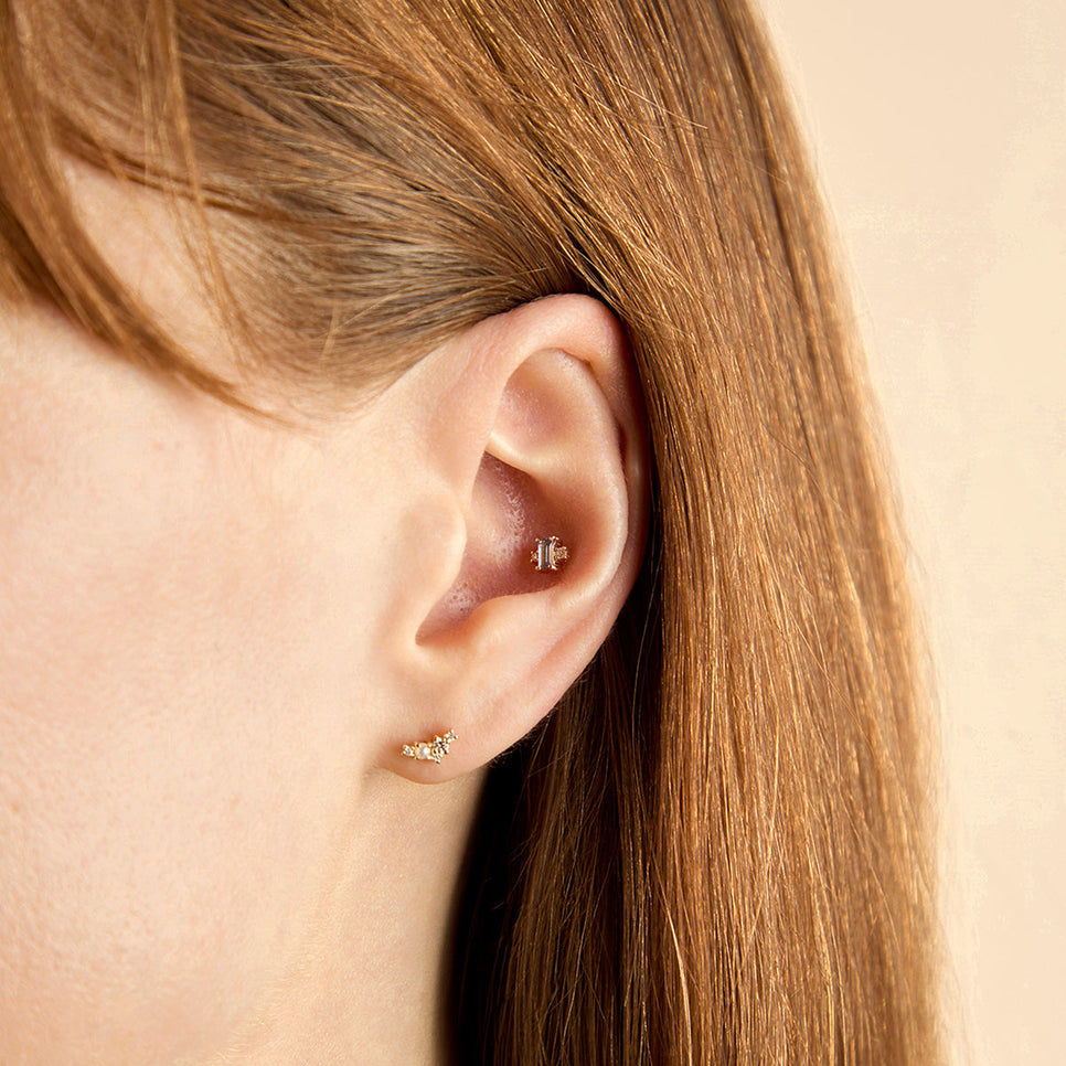 Lab Diamond & Blue Spinel Cluster Piercing Stud-Astrid & Miyu