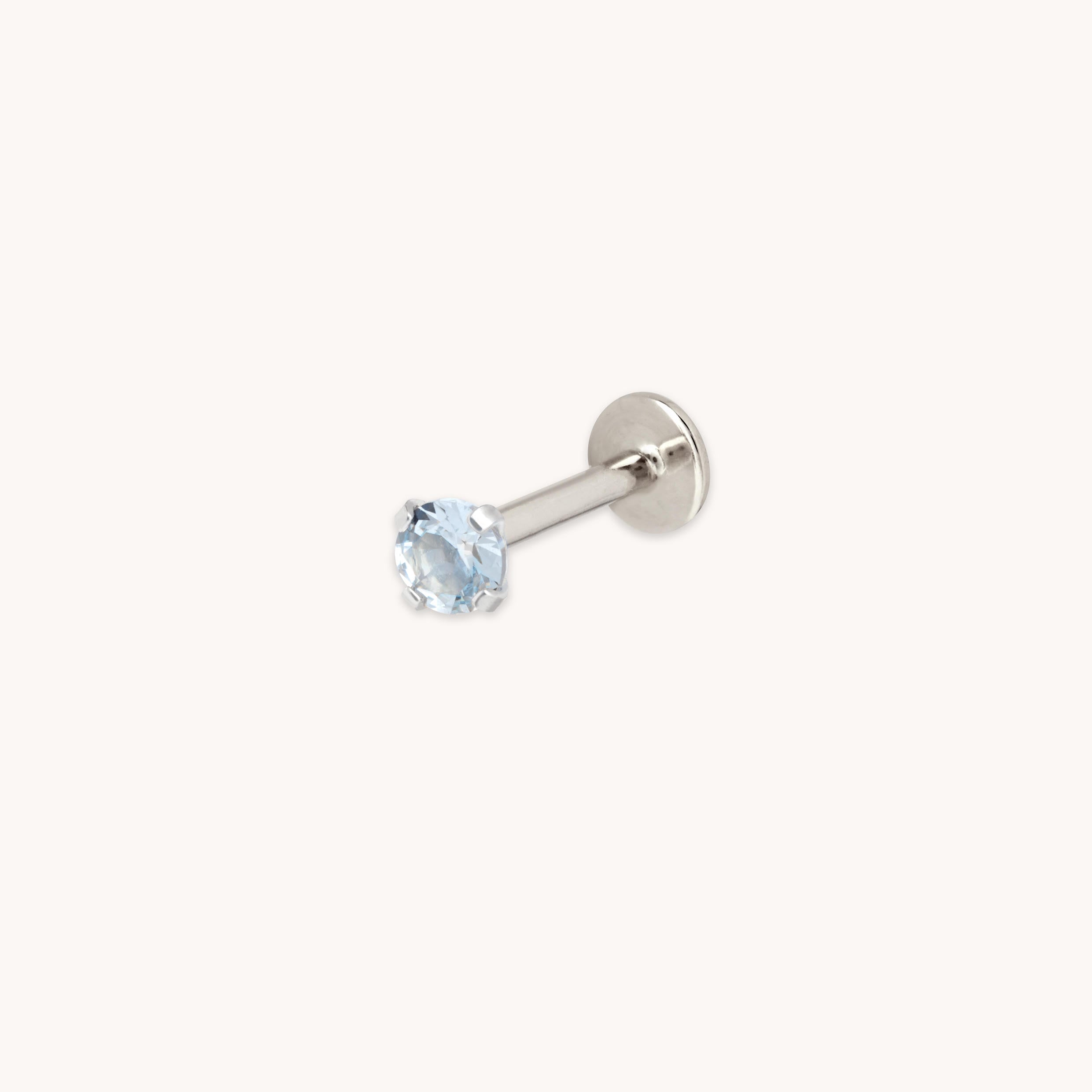 Blue Crystal Titanium Piercing Stud in Platinum