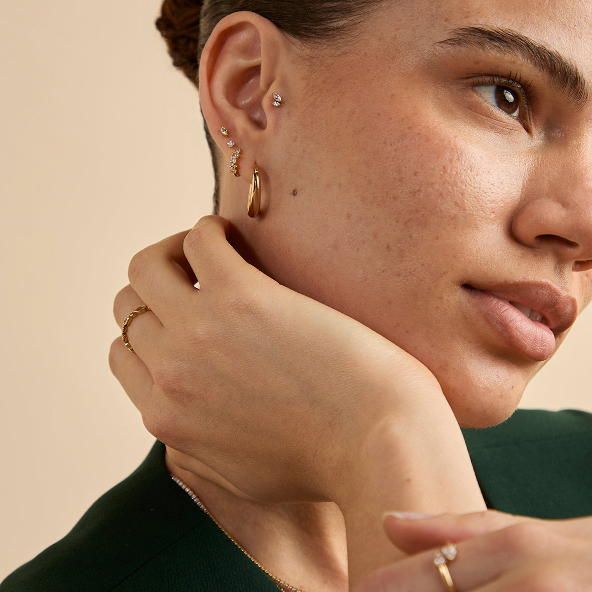 Yellow Crystal Titanium Piercing Stud in Gold