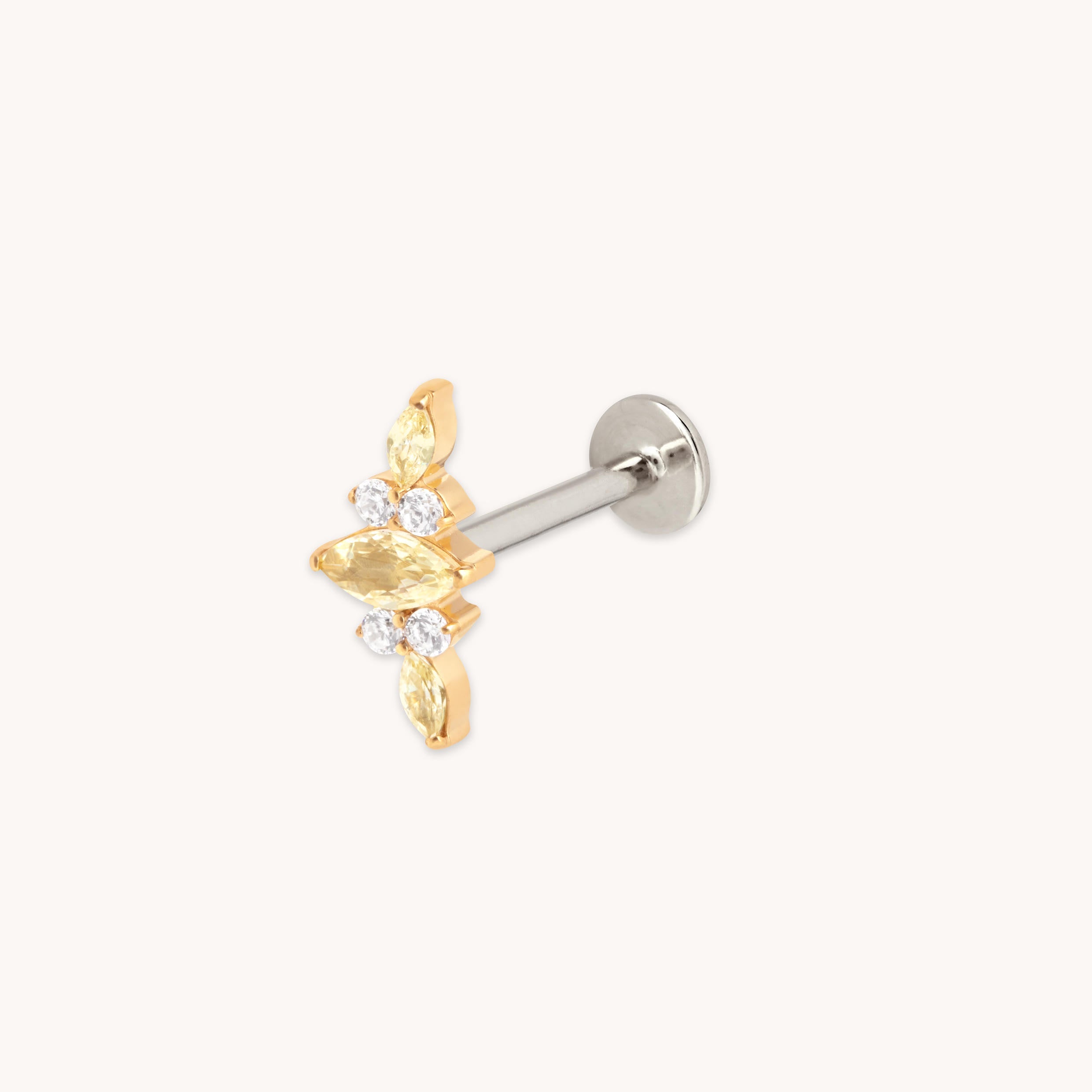 Yellow Cluster Titanium Piercing Stud in Gold
