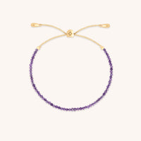 Amethyst February Beaded Bracelet in Solid Gold