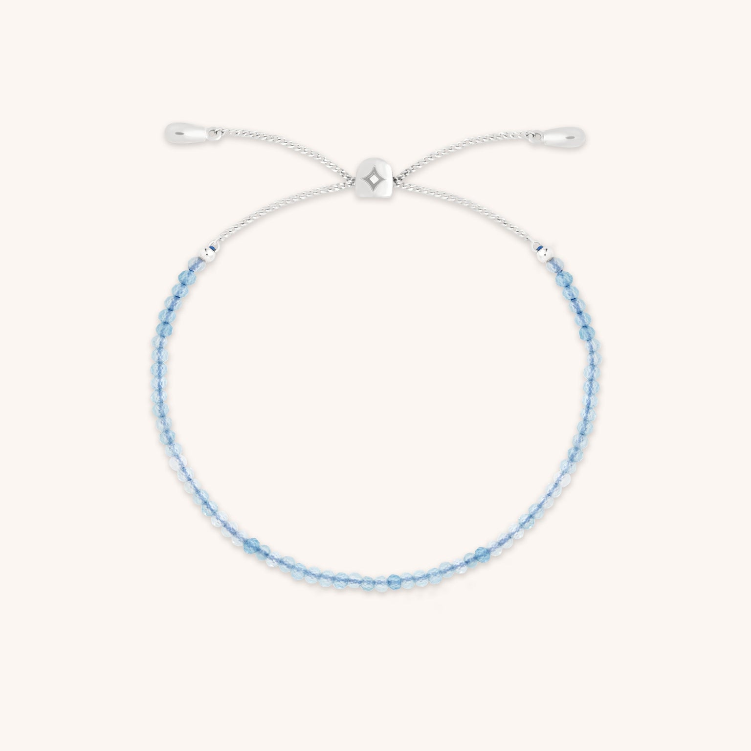 Aquamarine March Beaded Bracelet in Solid White Gold