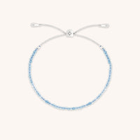 Aquamarine March Beaded Bracelet in Solid White Gold