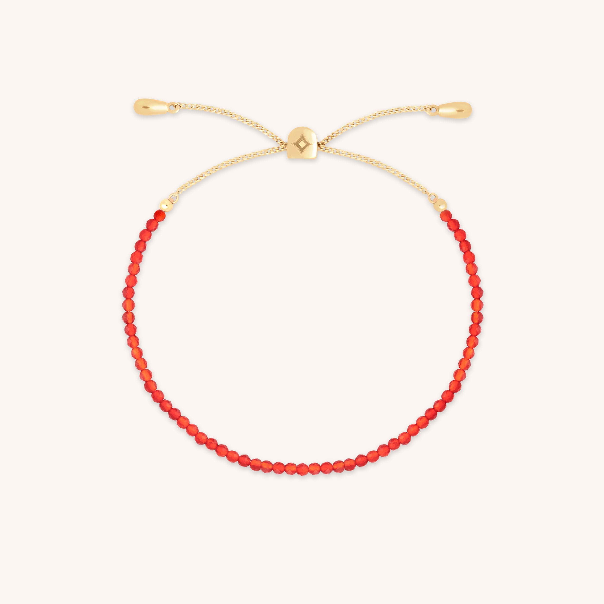 Carnelian July Beaded Bracelet in Solid Gold