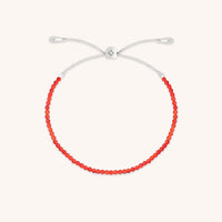 Carnelian July Beaded Bracelet in Solid White Gold