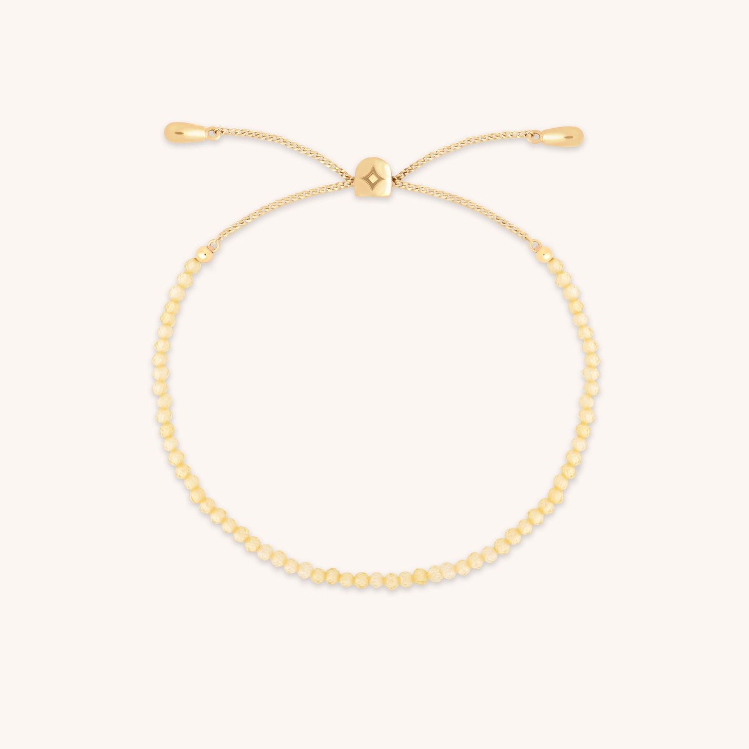 Citrine November Beaded Bracelet in Solid Gold