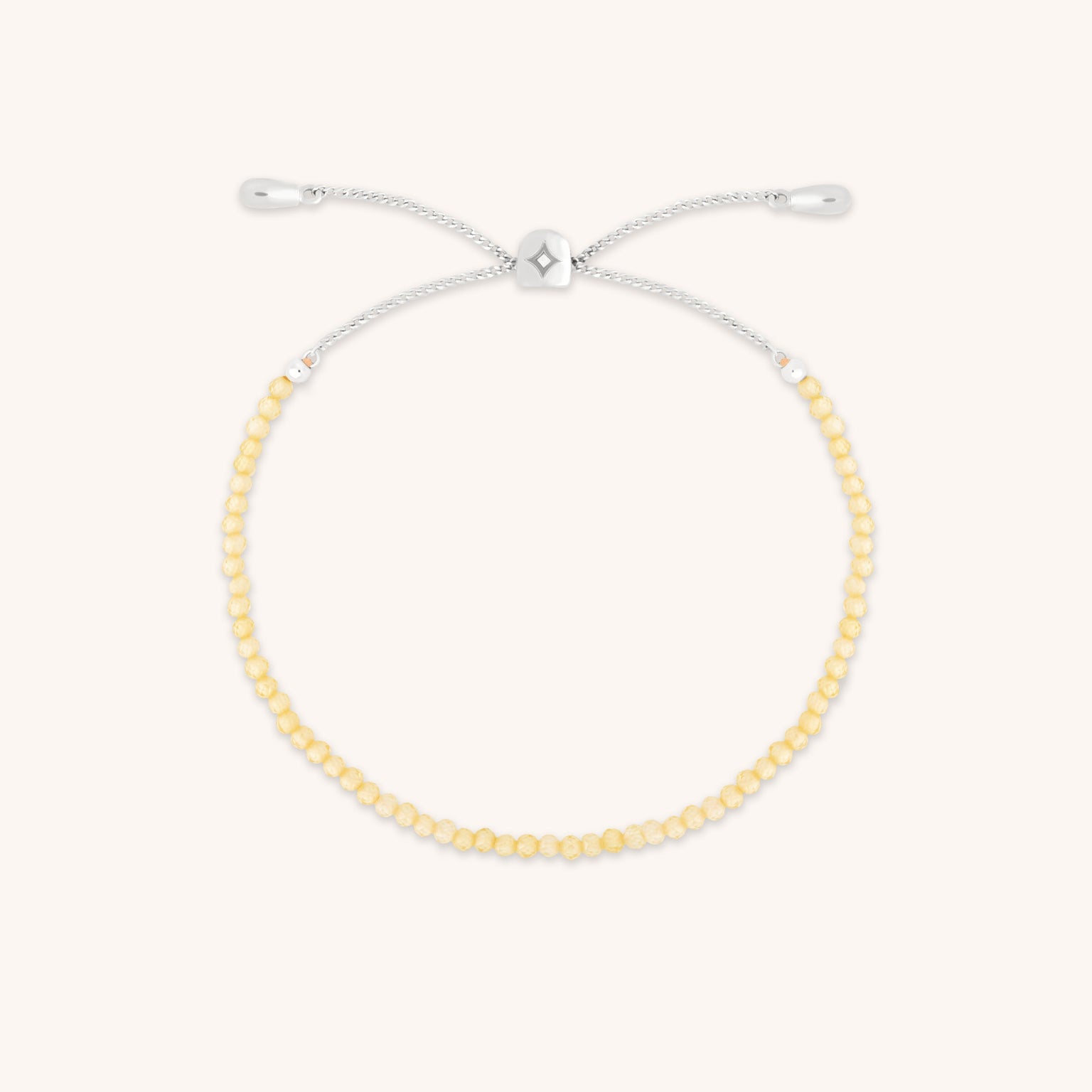 Citrine November Beaded Bracelet in Solid White Gold