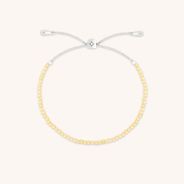 Citrine November Beaded Bracelet in Solid White Gold