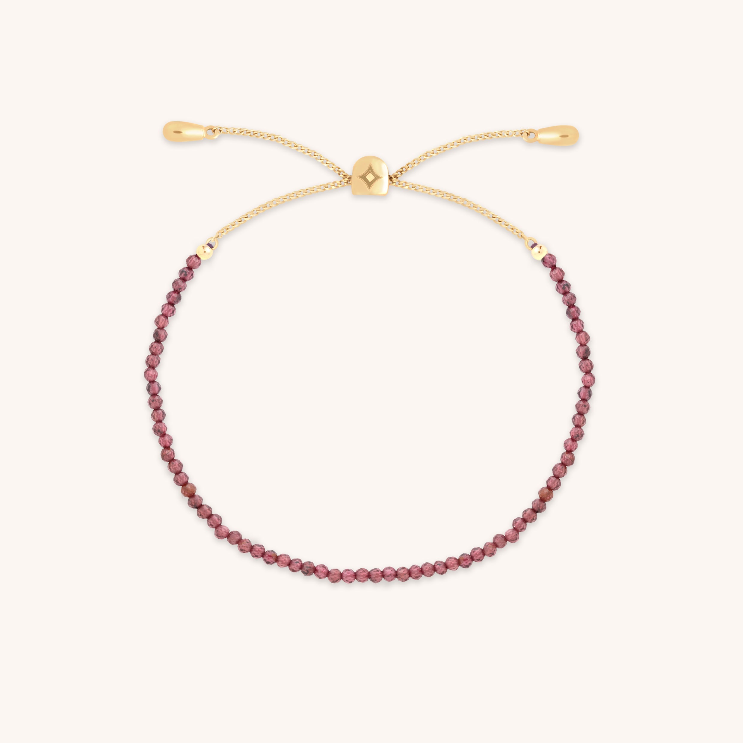 Garnet January Beaded Bracelet in Solid Gold