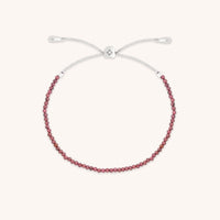 Garnet January Beaded Bracelet in Solid White Gold