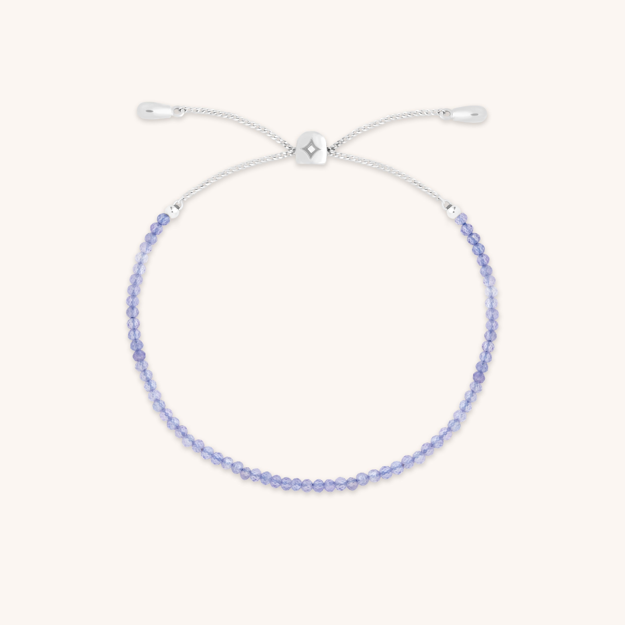 Tanzanite December Beaded Bracelet in Solid White Gold