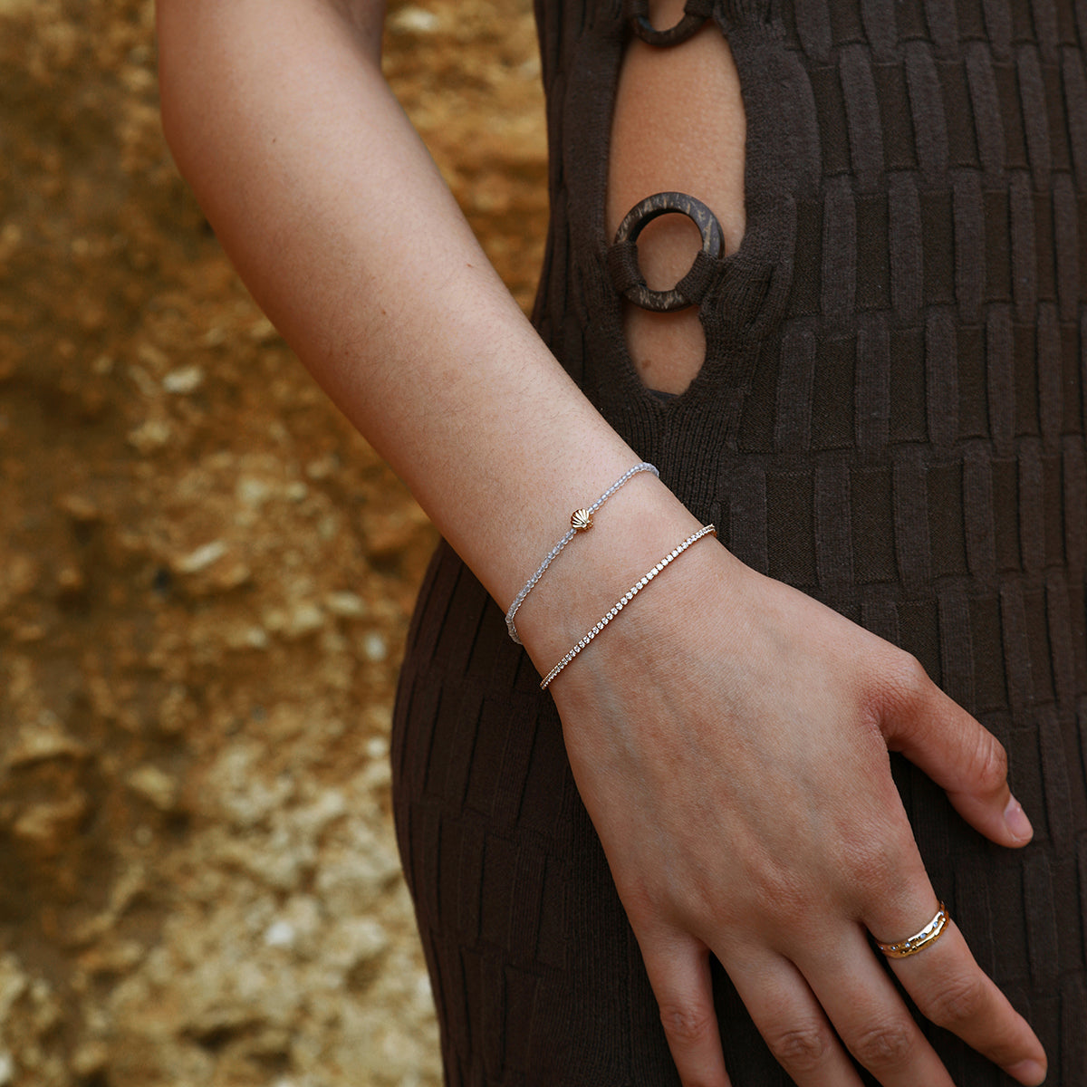 Topaz April Beaded Bracelet in Solid Gold