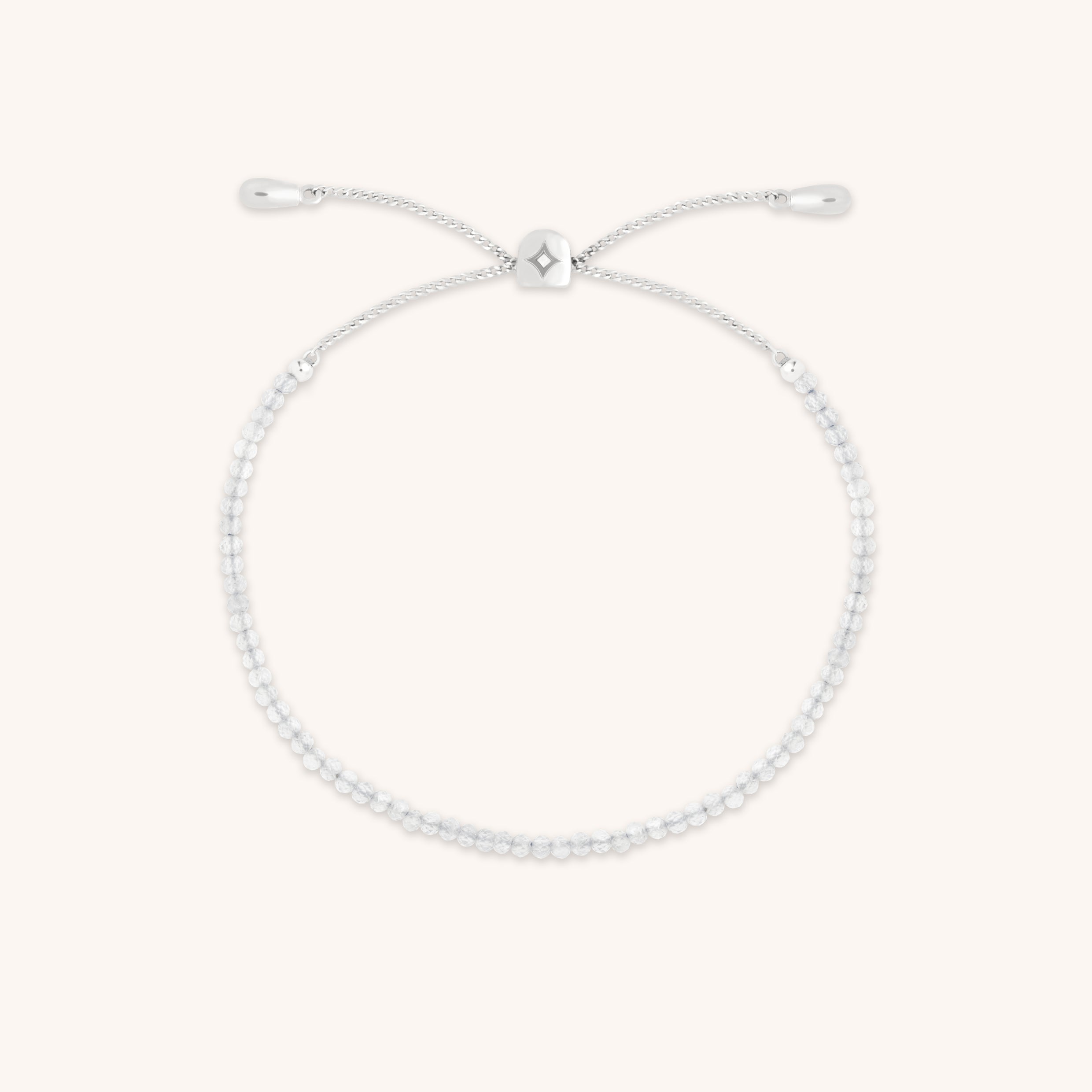 Topaz April Beaded Bracelet in Solid White Gold