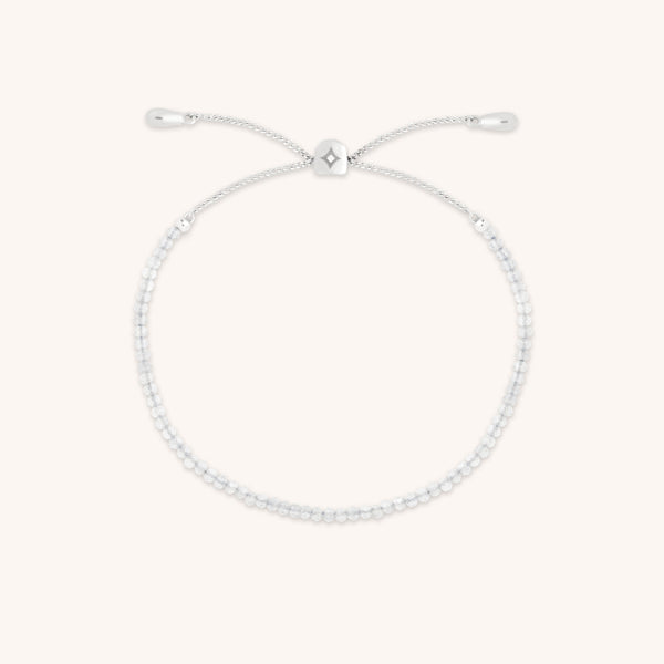 Topaz April Beaded Bracelet in Solid White Gold
