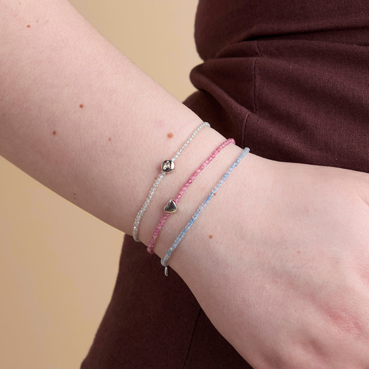 Topaz April Beaded Bracelet in Solid White Gold