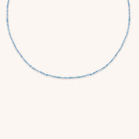 Aquamarine March Beaded Necklace in Solid Gold
