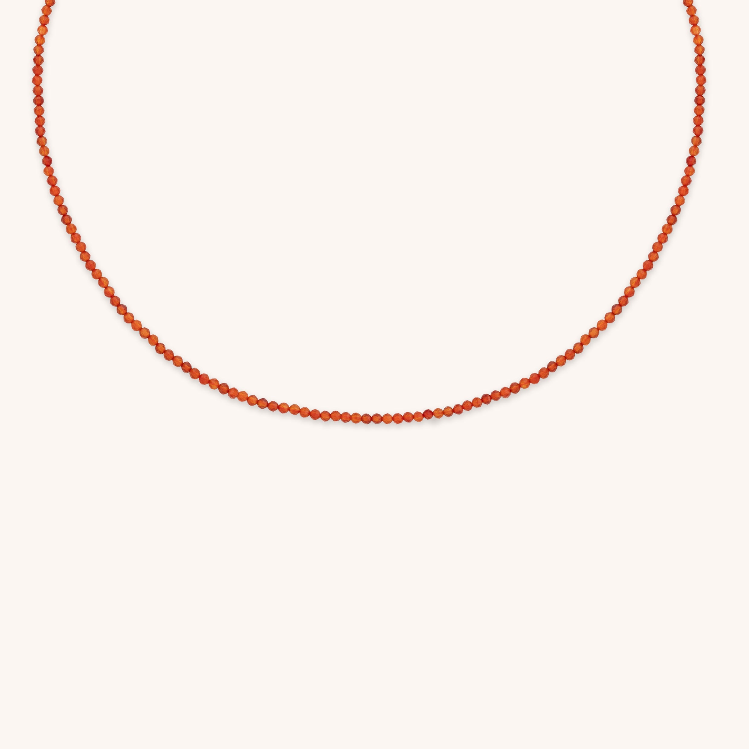 Carnelian July Beaded Necklace in Solid Gold