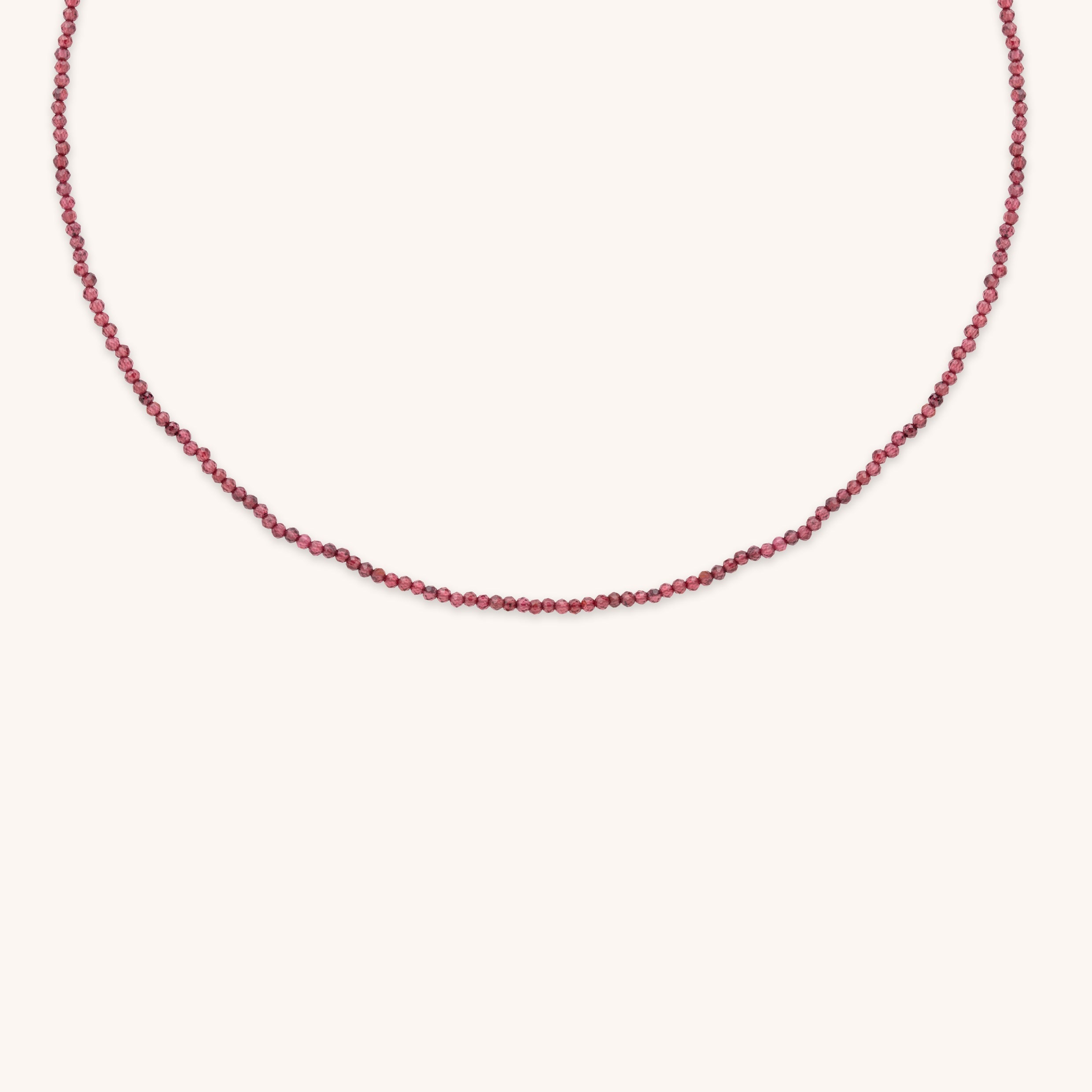 Garnet January Beaded Necklace in Solid Gold