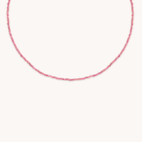 Tourmaline October Beaded Necklace in Solid Gold