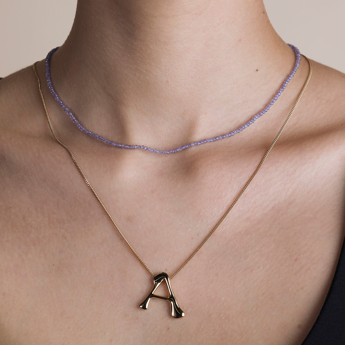 Tanzanite December Beaded Necklace in Solid Gold