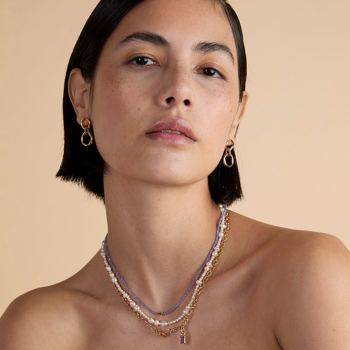 Tanzanite December Beaded Necklace in Solid Gold