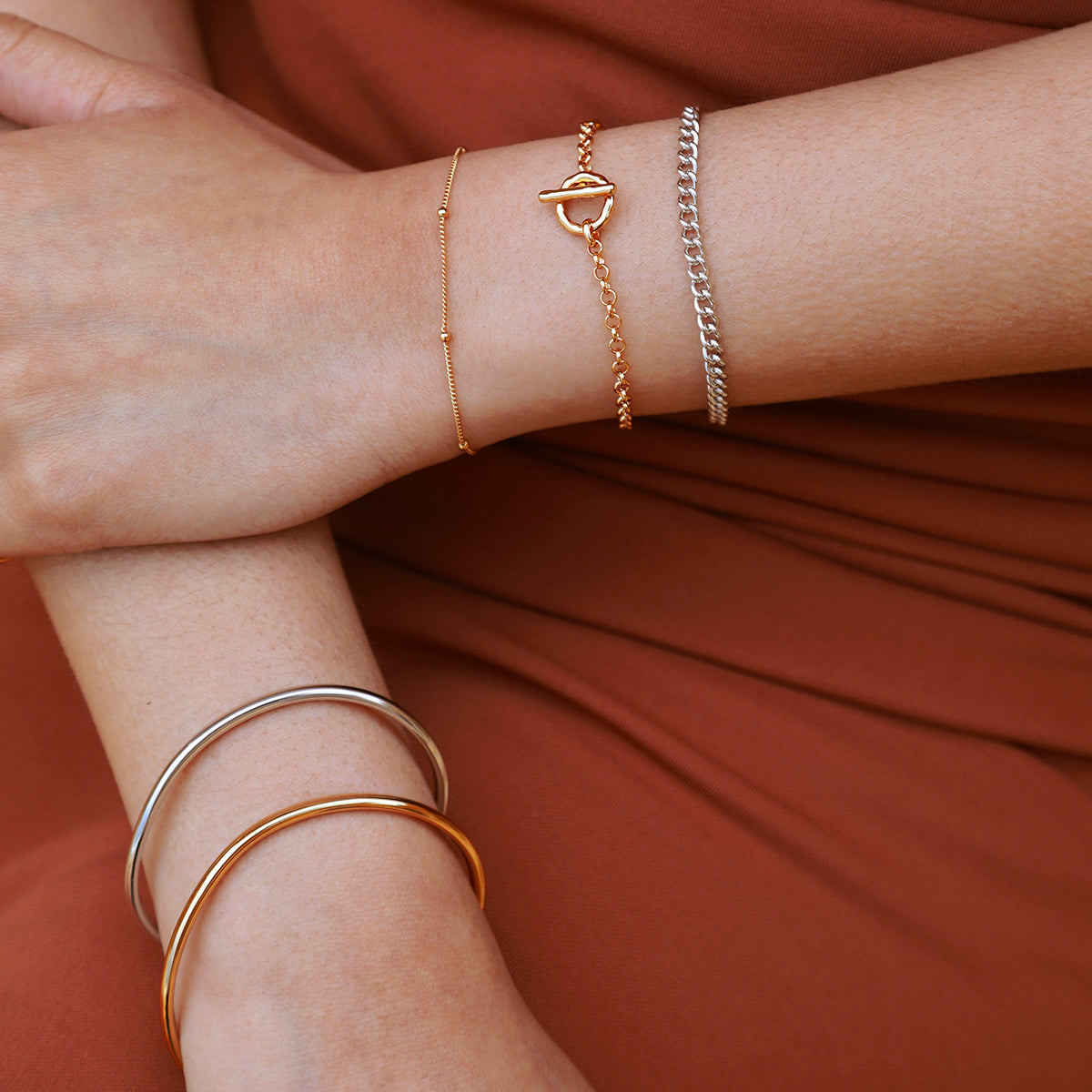 Essential Beaded Chain Bracelet in Gold