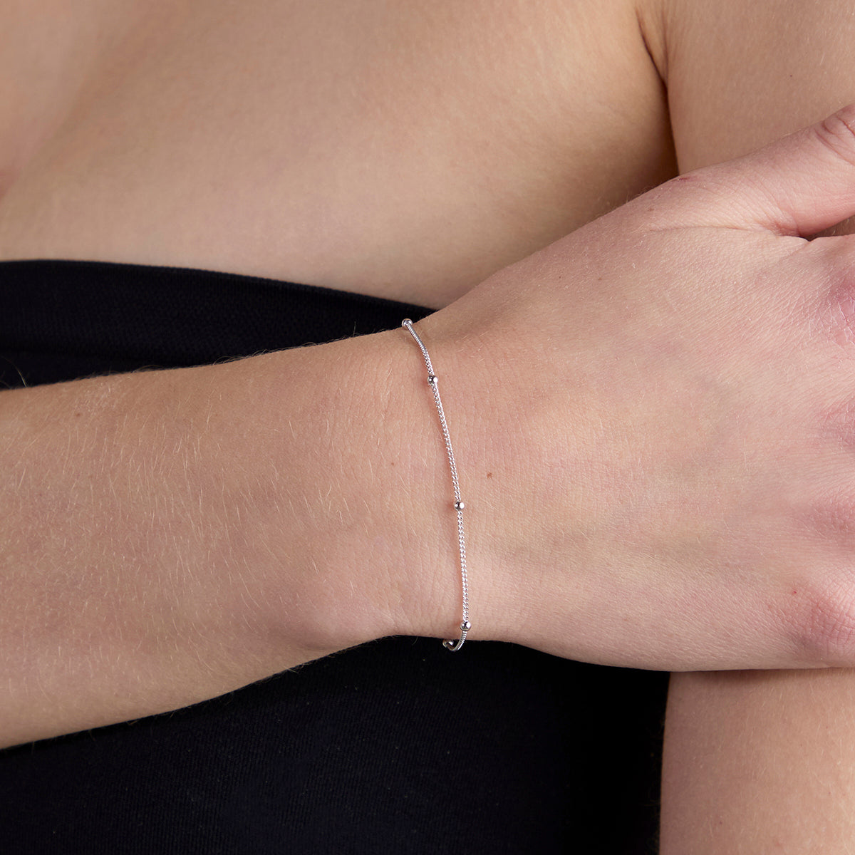 Essential Beaded Chain Bracelet in Silver