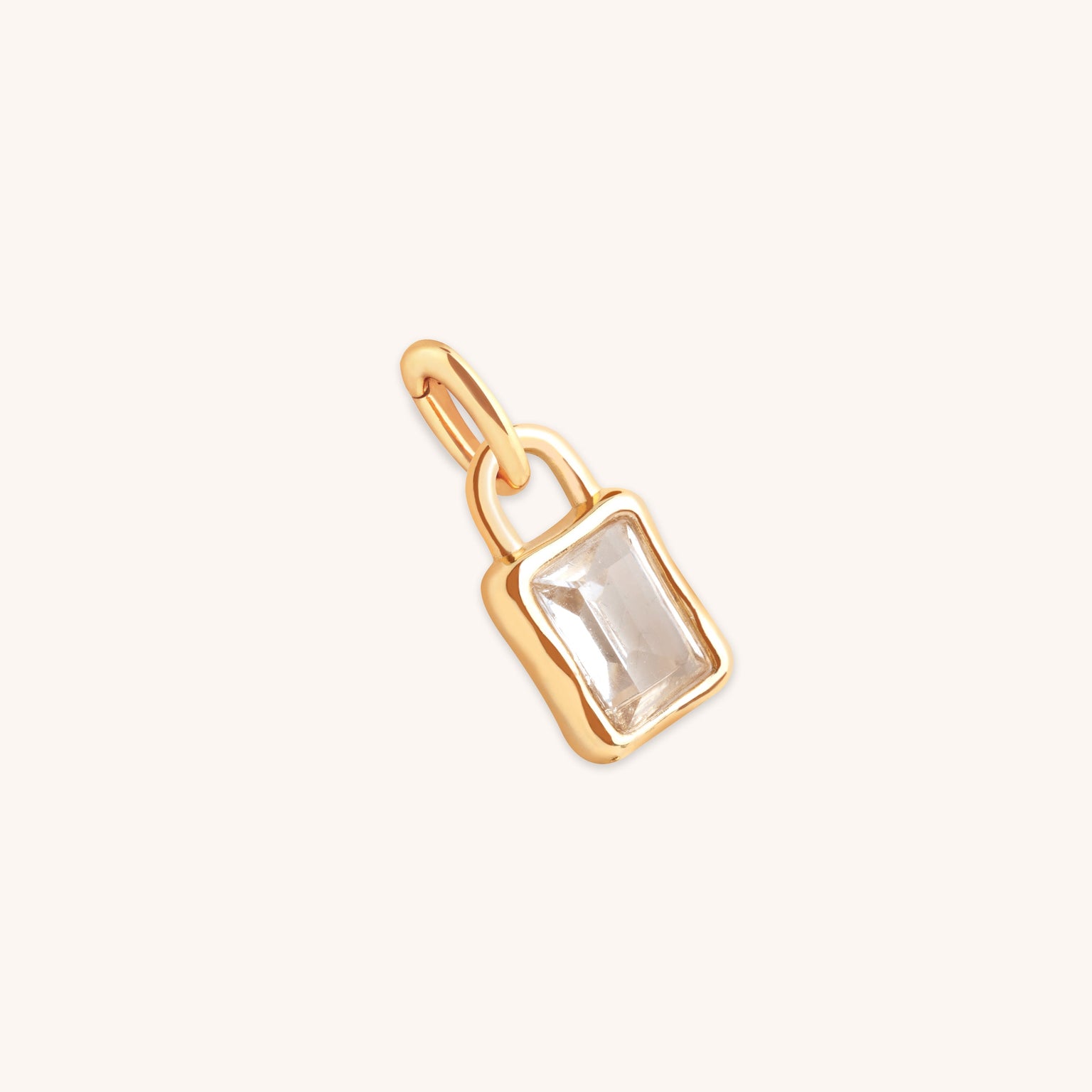White Topaz April Clip Charm in Gold-Astrid & Miyu