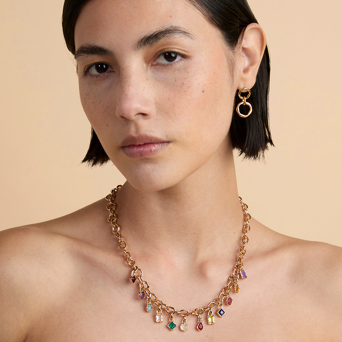 White Topaz April Clip Charm in Gold-Astrid & Miyu