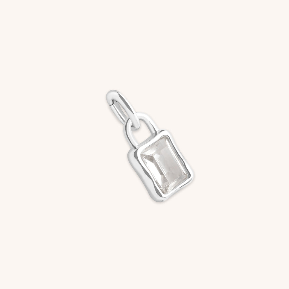 White Topaz April Clip Charm in Silver-Astrid & Miyu
