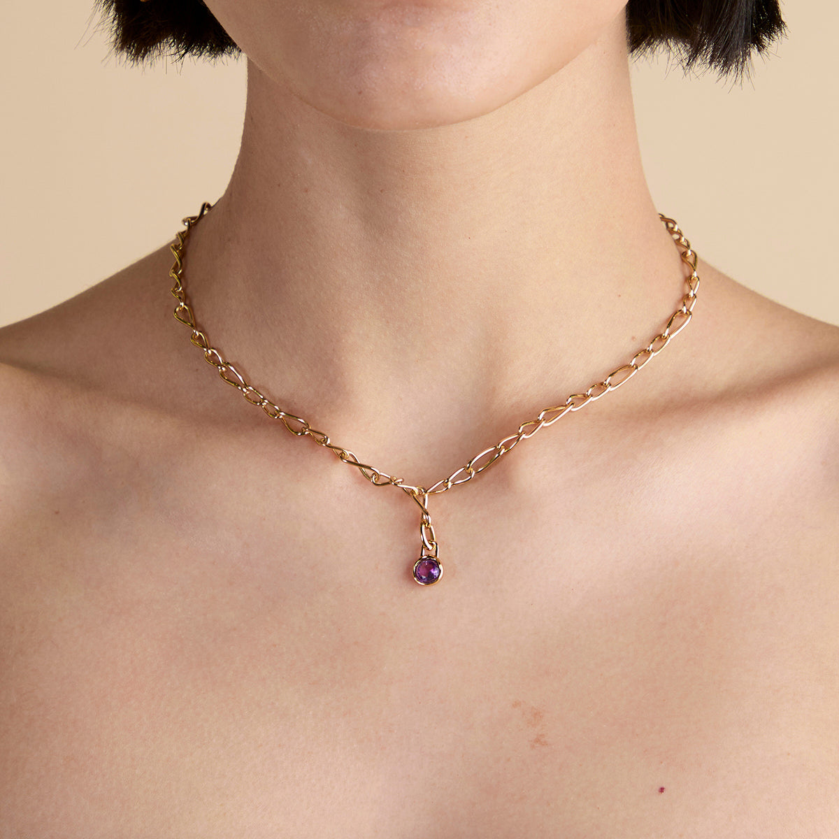 Amethyst February Clip Charm in Gold