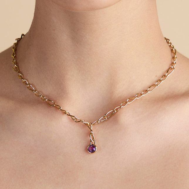Amethyst February Clip Charm in Gold-Astrid & Miyu