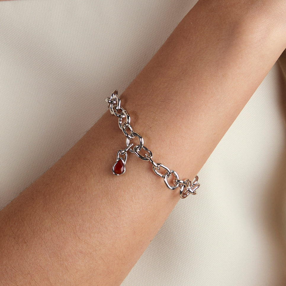 Red Chalcedony July Clip Charm in Silver-Astrid & Miyu