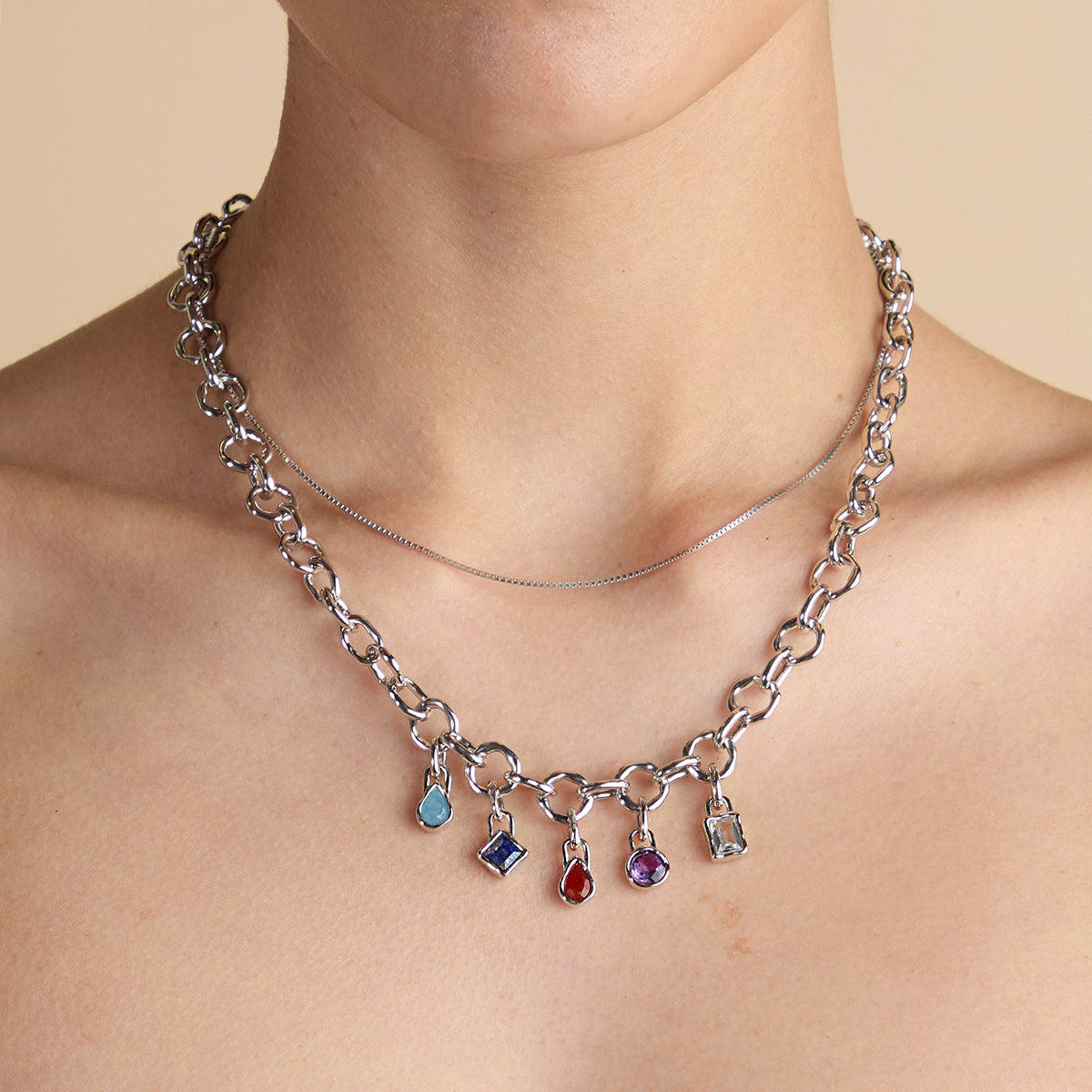 Red Chalcedony July Clip Charm in Silver-Astrid & Miyu