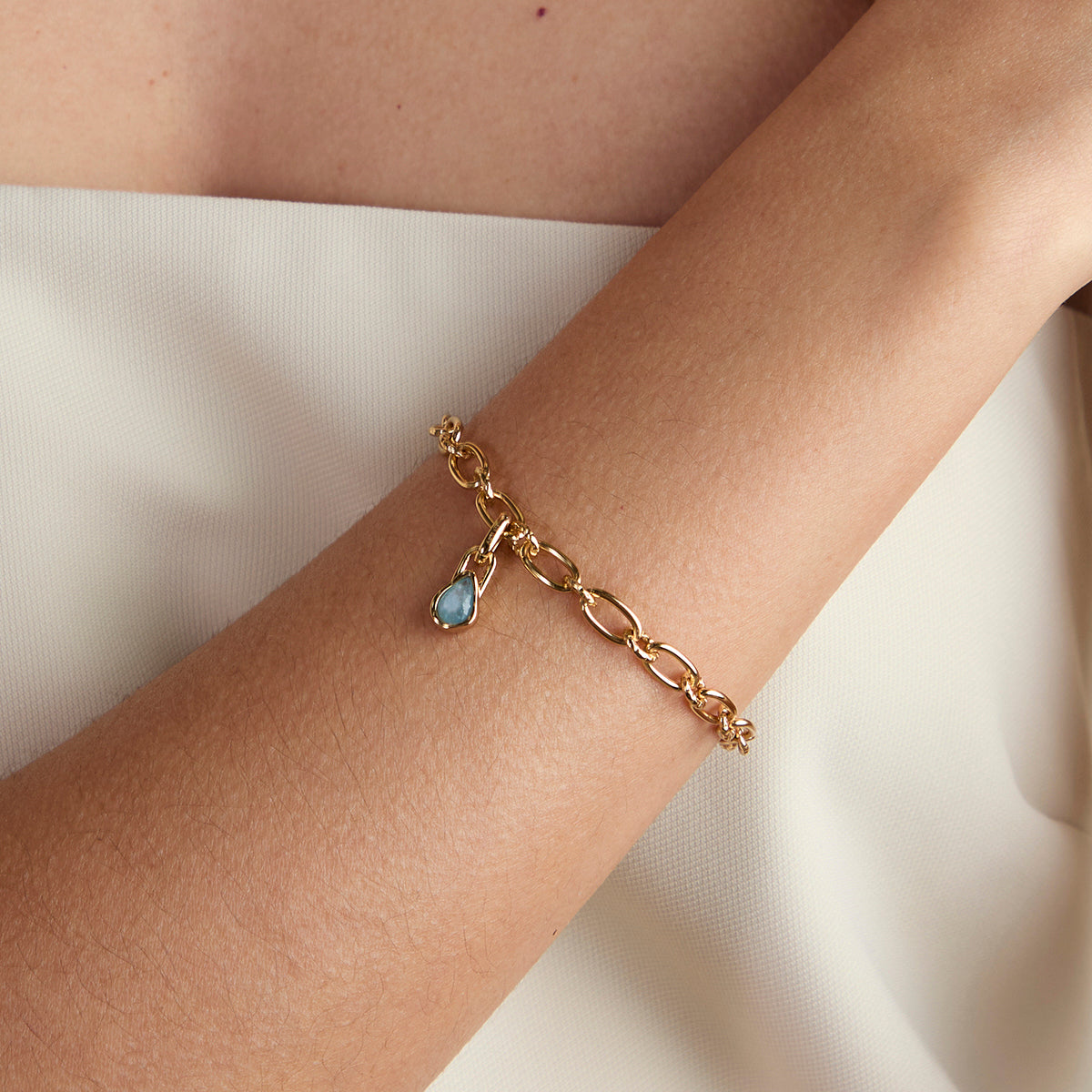 Aquamarine March Clip Charm in Gold-Astrid & Miyu