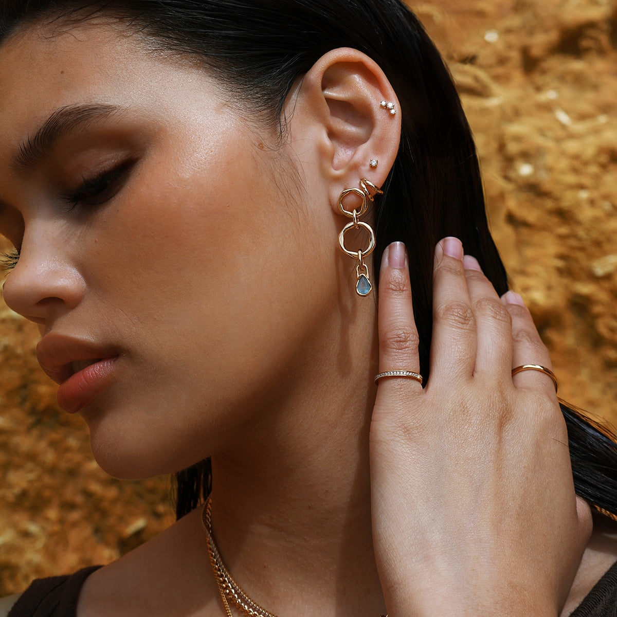 Aquamarine March Clip Charm in Gold-Astrid & Miyu