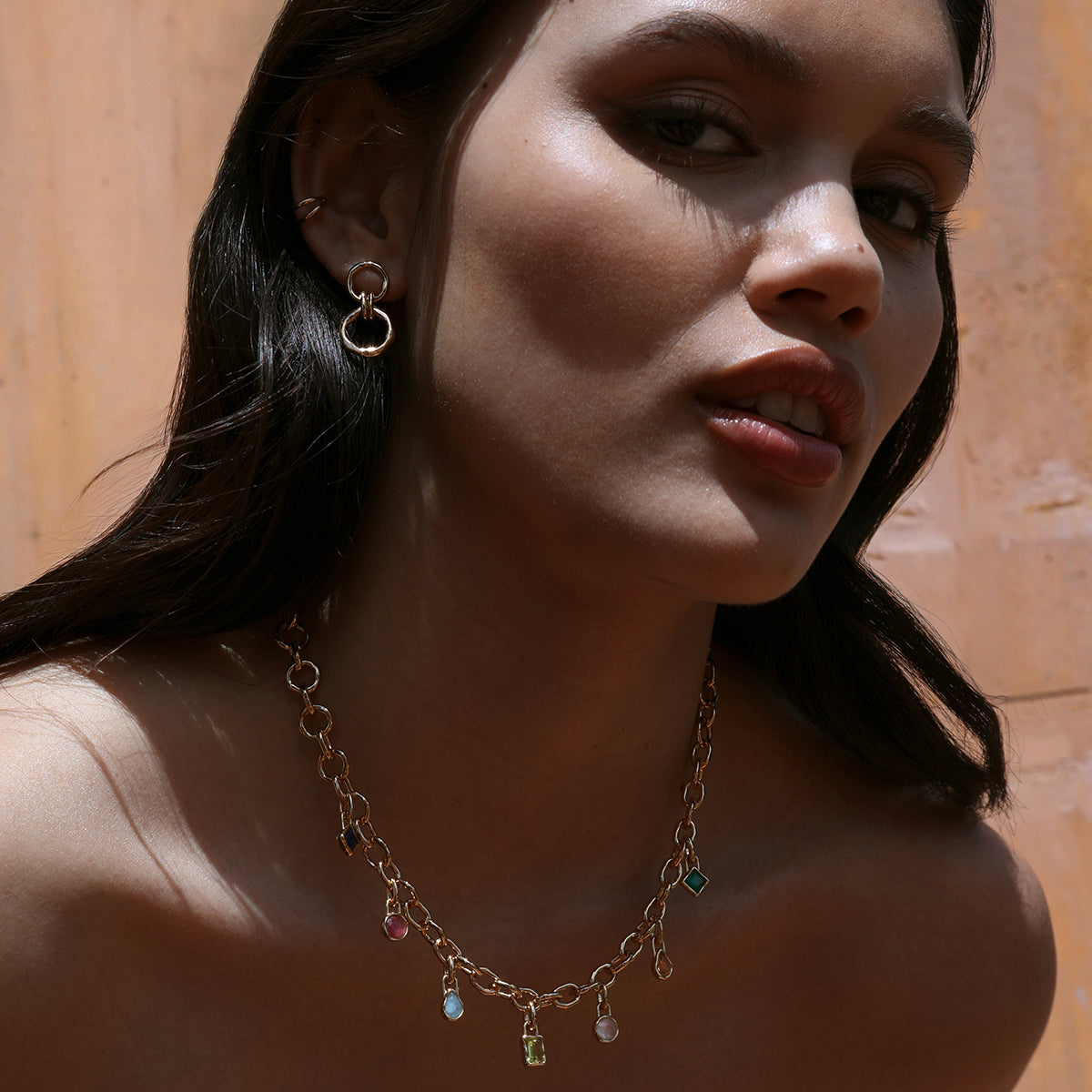 Green Agate May Clip Charm in Gold-Astrid & Miyu