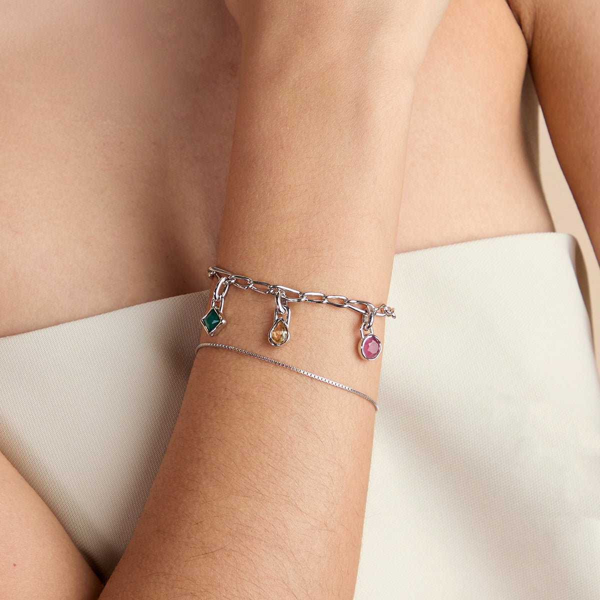 Tourmaline October Clip Charm in Silver-Astrid & Miyu