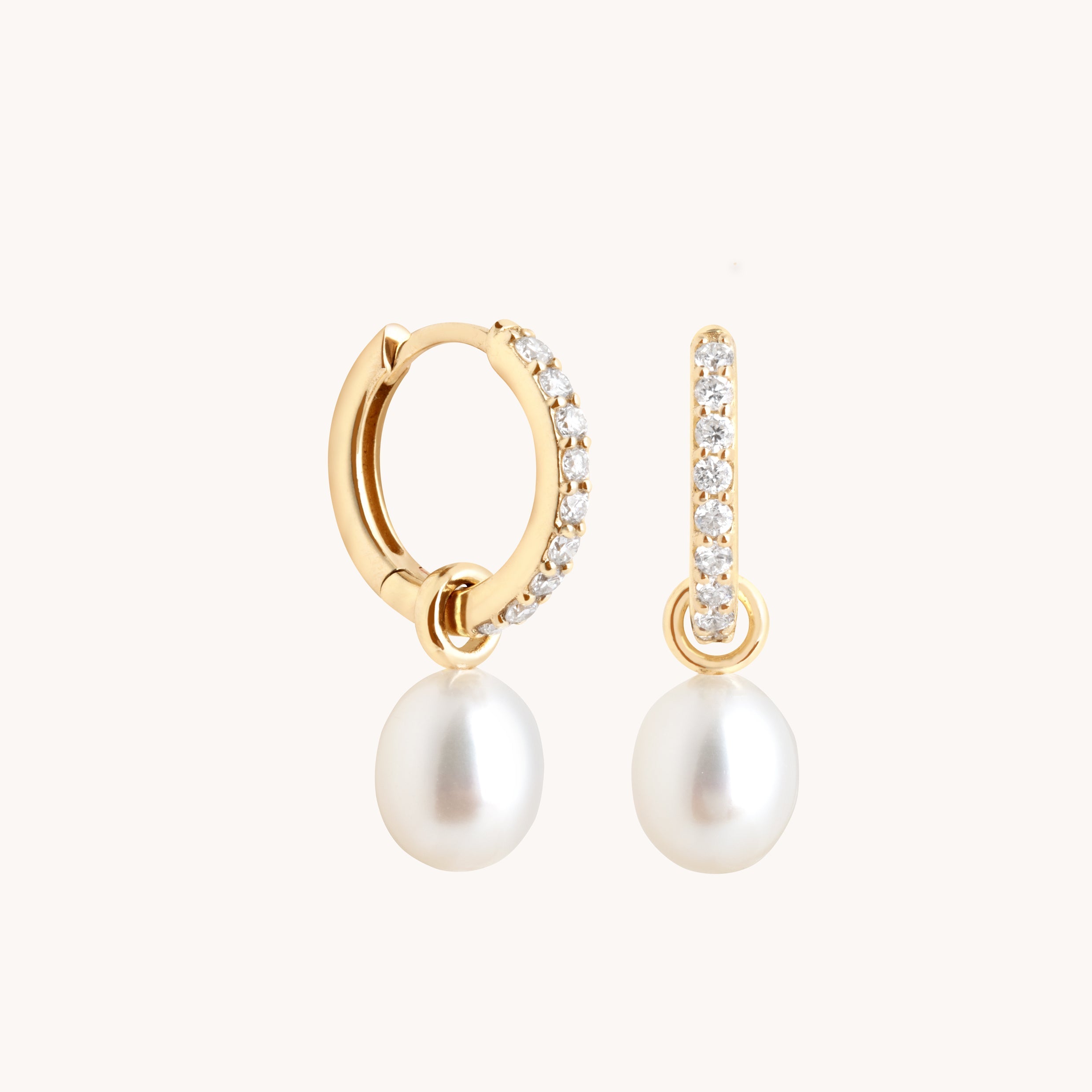 Lab Diamond & Pearl Charm Huggies-Astrid & Miyu