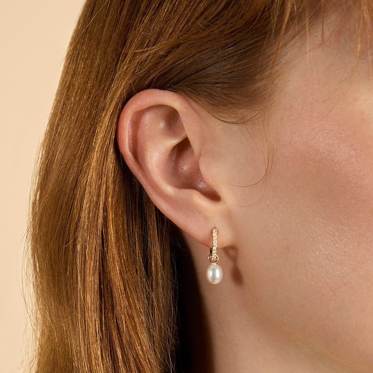 Lab Diamond & Pearl Charm Huggies-Astrid & Miyu